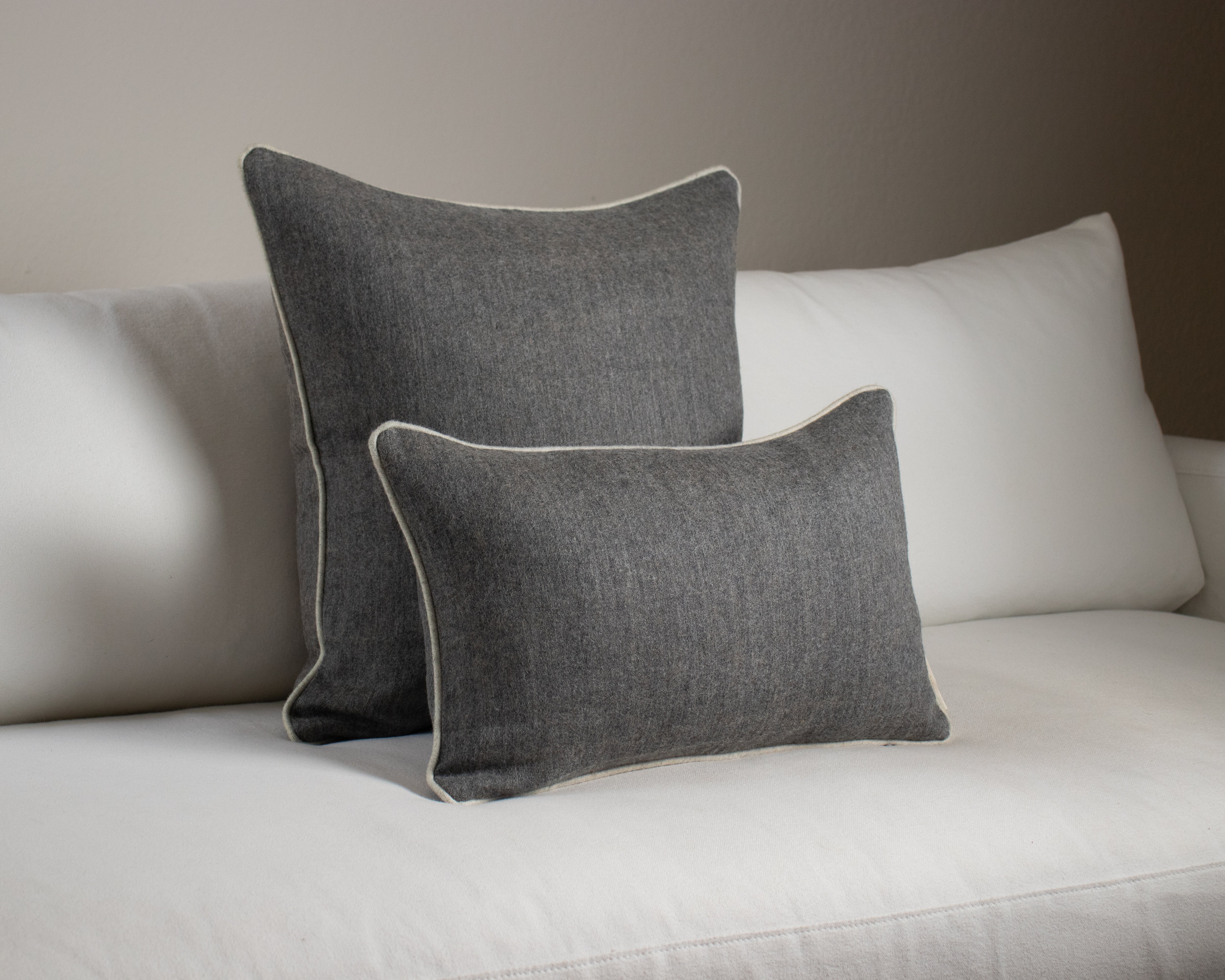 Grey Wool Throw Pillow