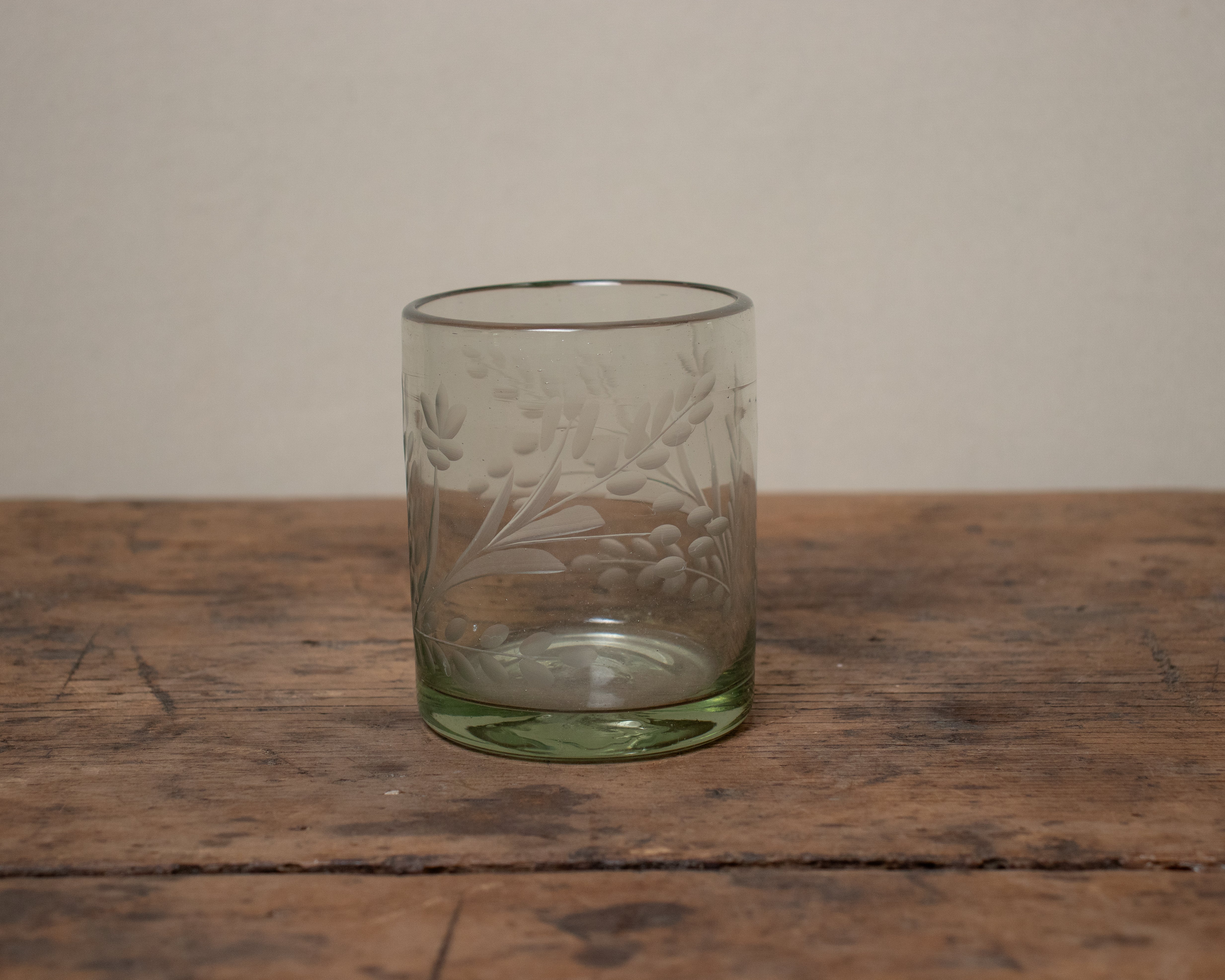 Hand-Etched Blown Floral Glassware