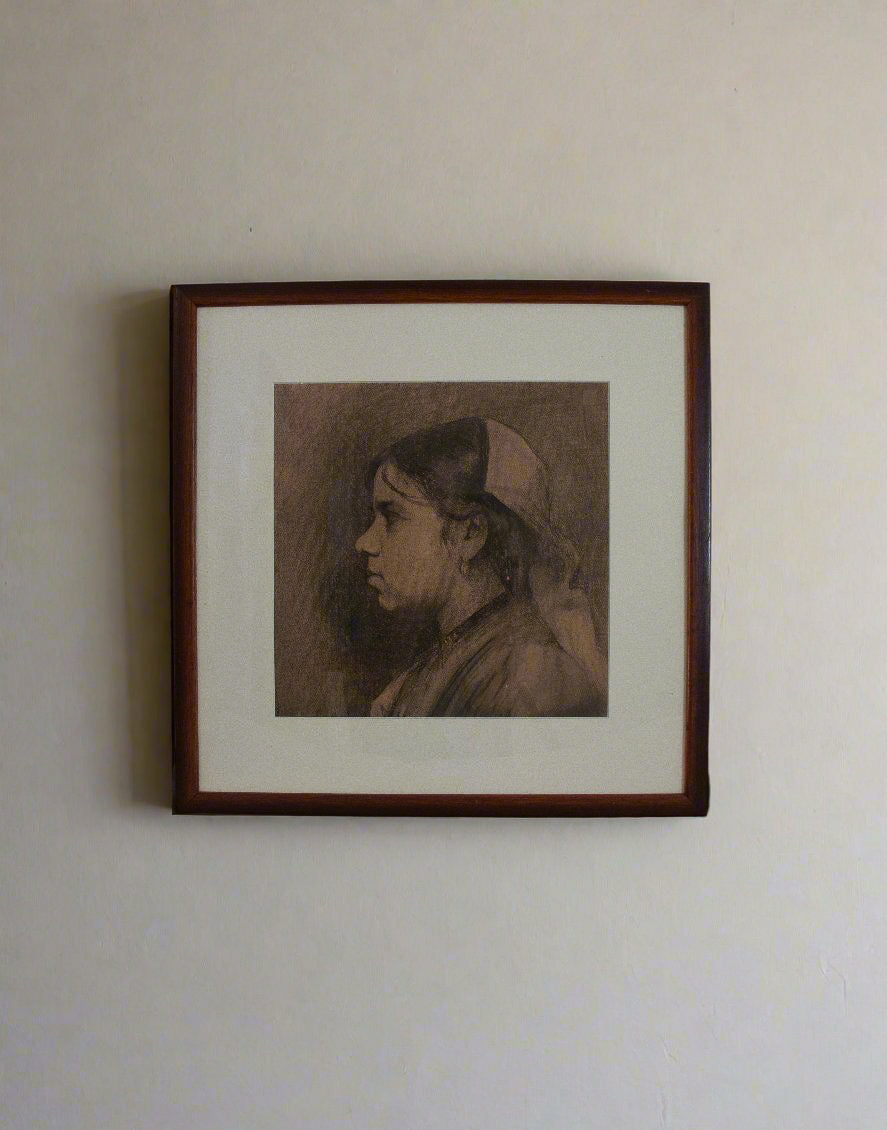 large charcoal drawing of a young girl art artwork