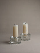 Clear handblown glass candle holder