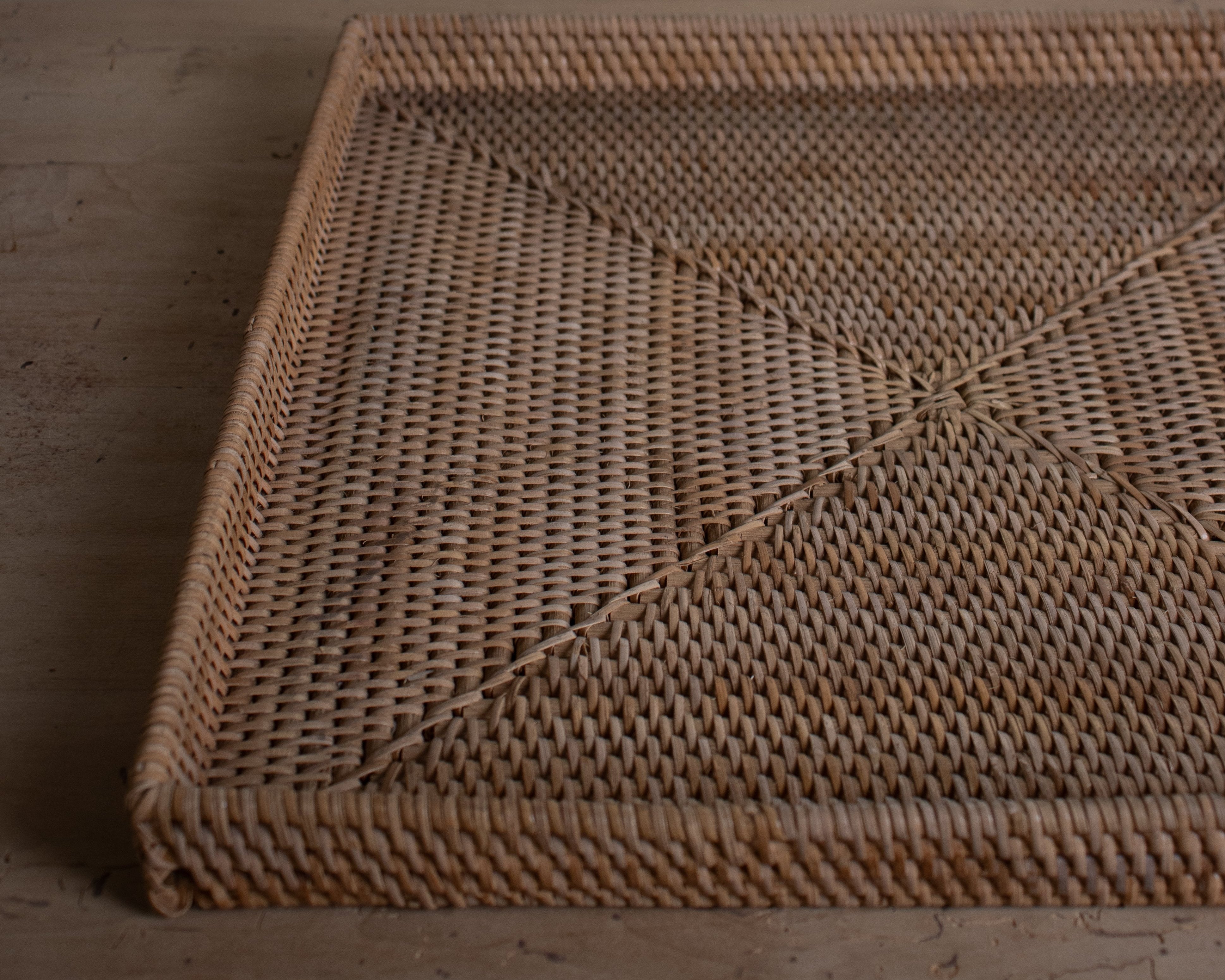 Light woven rattan table tray